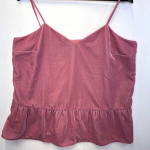 J Crew‎ pink velvet peplum cami tank size 14 tall fully lined feminine elegant